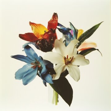 Aesthetic photography glitter flower vase flowers petals arrangement.