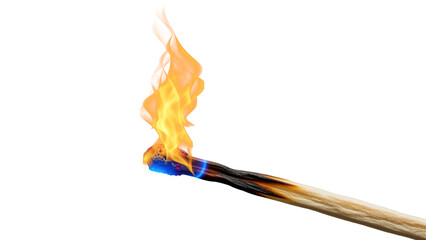 Burning matchstick with bright flame isolated
