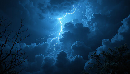 Intense Lightning Scene For Weather Themes, Posters, And Dramatic Visual Design