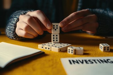 Fototapeta premium Investment Strategy, Risk and Chance with Dice investment risk chance dice investing finance success