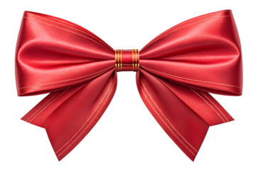 Red bow isolated on transparent or white background, png
