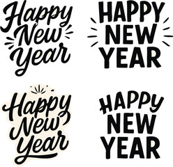 Repeated Happy New Year Typography in Modern Layout for Digital Greetings and Marketing Promotions
