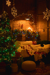 Cozy Christmas Evening with Twinkling Lights