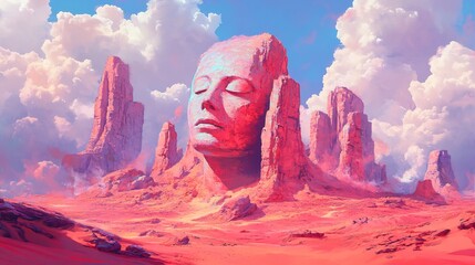 Towering sandstone formations a bright red desert no human no labelling no logo