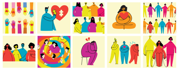 Fototapeta premium Take care of your body, take care of your health and mind. Increase awareness of mental health. Mental Health Awareness Month. Control, Prevention campaign and protection.