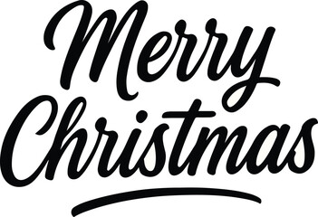 Merry Christmas Typography Greeting Card – Black Script Text on Cream Background