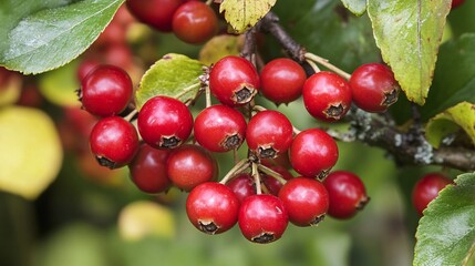 Obraz premium Vibrant Sloe Berries Growing on Thorny Bush in Nature