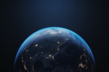 Planet Earth illuminated by city lights at night space