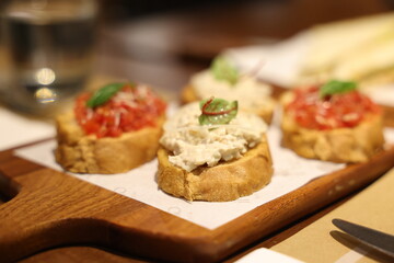 bruschetta with tomato and cheese