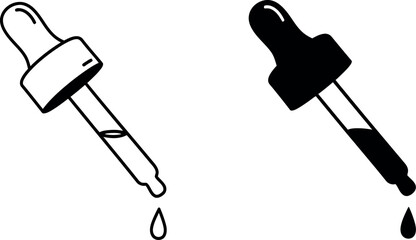 Dropper pipette icons black white hand drawn style
