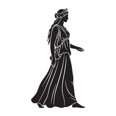 Iconic Demeter digital black representation, clearly identifying this cherished goddess &ndash; Demeter silhouette &ndash; Demeter Vector &ndash; Silhouette of Demeter &ndash; Greek goddess vector

