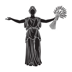 Fototapeta premium Nourishing Demeter digital black silhouette, rendered perfectly for clarity and appeal – Demeter silhouette – Demeter Vector – Silhouette of Demeter – Greek goddess silhouette