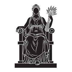 Benevolent Demeter digital black form, making a strong visual impact in any design – Demeter silhouette – Demeter Vector – Silhouette of Demeter – Greek goddess silhouette

