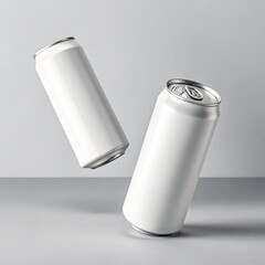 Energy drink soda can mockup template with water droplets, isolated on light grey background. High resolution.