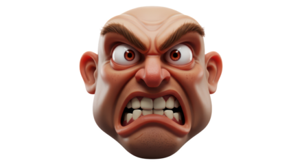 Intense Anger Expressed Through a Fierce Grinning Face and Fiery Eyes