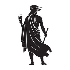 Fototapeta premium Mirthful Dionysus digital black vector, a classic and easily adaptable option – Dionysus silhouette – Dionysus Vector – Silhouette of Dionysus – Greek god vector