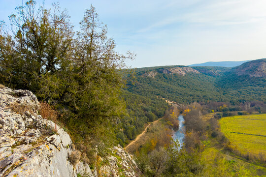 Scenic view of Arlanza Valley in Burgos province, Castile and Leon, Spain. High quality photography.