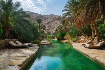 Vibrant oasis the heart of an endless desert no human no labelling no logo