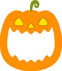 カボチャの顔フレーム　光る目のジャックオランタンのハロウィーンイラスト