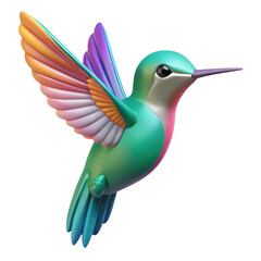 3d vibrant hummingbird in flight isolated on transparent background