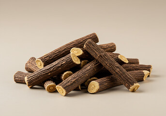 Cookies on a white background, Pile of dried kava kava roots on white background., this natural herbal planOrganic Dried Licorice Root Slices for Herbal Use, cinnamon sticks on wooden background
