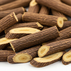Cookies on a white background, Pile of dried kava kava roots on white background., this natural herbal planOrganic Dried Licorice Root Slices for Herbal Use, cinnamon sticks on wooden background