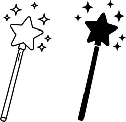 Magic wand star sparkle icon set