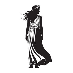 Iconic Hera digital black representation, clearly identifying this cherished goddess – Hera silhouette – Hera Vector – Silhouette of Hera – Greek goddess vector

