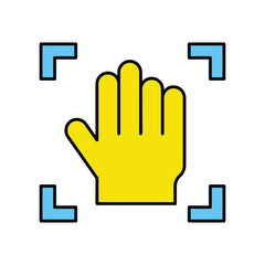 hand tracking color line icon with white background vector stock illustration