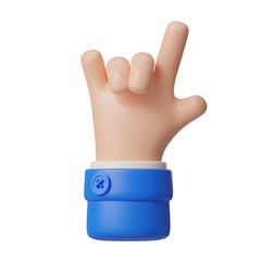 3D Rock On Hand Gesture Modern Digital Illustration