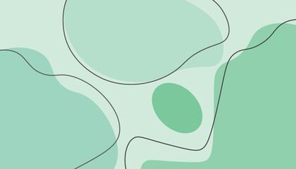 A vibrant and natural abstract vector background in green, lime, and lemon tones. The organic shapes and flowing black lines create a clean and refreshing design.