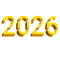 Yellow metallic text "2026" with glowing golden light effect