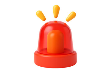 Flashing emergency red siren alarm icon warning alert 3d render cartoon design isolated on transparent background