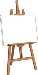  Cartoon Easel with Blank Canvas for Painting - Transparent Background