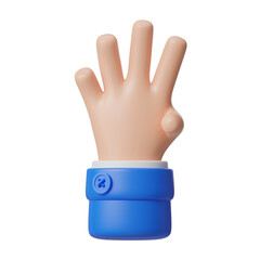 3D Four Finger Hand Gesture Modern Digital Illustration