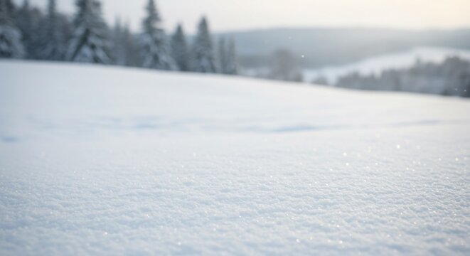 Sparkling Snowscape: A Winter Field with Distant Trees and Soft Light