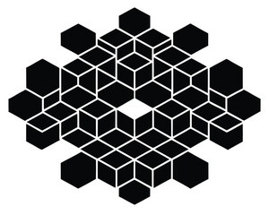 A geometric pattern creates an optical illusion on white background Ai Generated