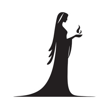 Central Hestia digital black vector, a classic and easily adaptable option &ndash; Hestia silhouette &ndash; Hestia Vector &ndash; Silhouette of Hestia &ndash; Greek goddess vector

