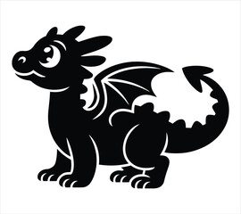 Vector Baby Dragon Silhouette for Print