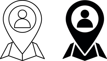 Location pin icon with person silhouette