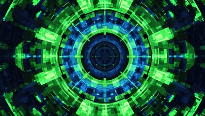 Circular, vibrant, futuristic tech design