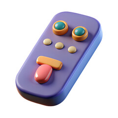 3d remote control with a playful design on white isolated on transparent background
