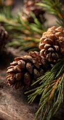 Fototapeta premium Close-up of pine cones and sprigs