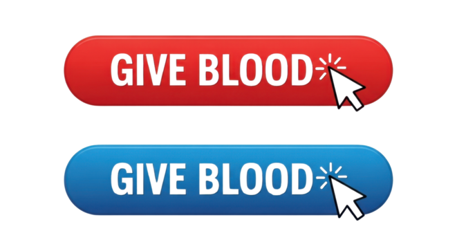 Give Blood buttons with cursor isolated PNG with Transparent Background