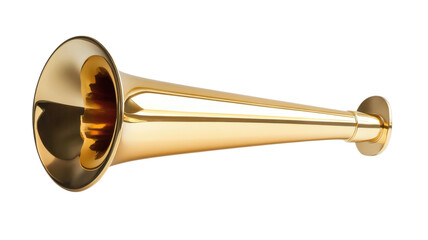 Obraz premium Golden trumpet, brass horn, shiny music instrument, loudspeaker isolated on Transparent Background