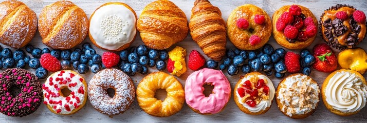 Artisanal Bakery Delights A Collection of Fresh Breads, Creamy Donuts, and Delectable Pastries