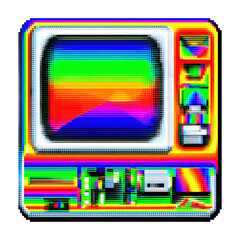 Glitched Retro Television, isolated on transparent background