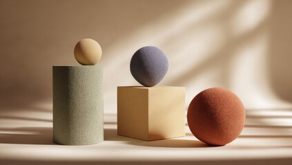 Geometric shapes, pastel colors, soft lighting