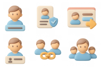 3d cartoon style profile icons with secure connection and group features