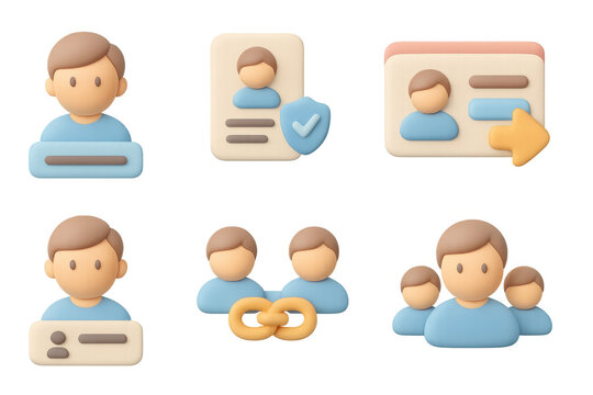 3d cartoon style profile icons with secure connection and group features